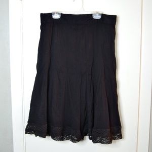 Studio West Black A-Line Skirt w/ Lace Trim